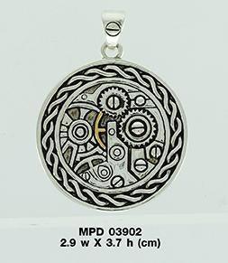 Endless Circle Knot in Steampunk ~ Sterling Silver Jewelry Pendant with 14k Gold accent MPD3902 - Jewelry